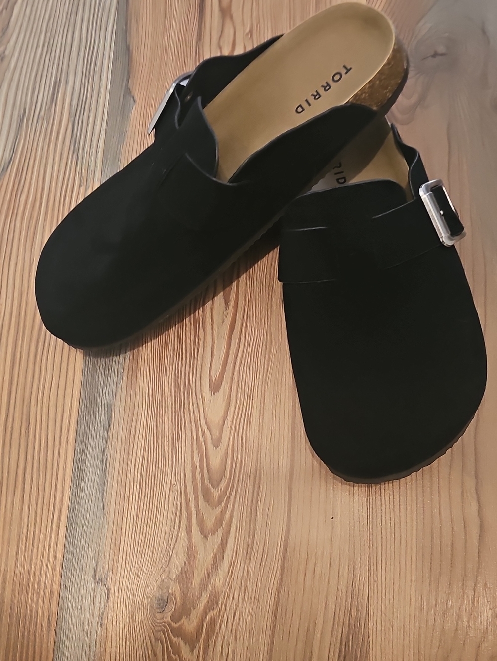 torrid Black Suede Buckle Slip-On Mules